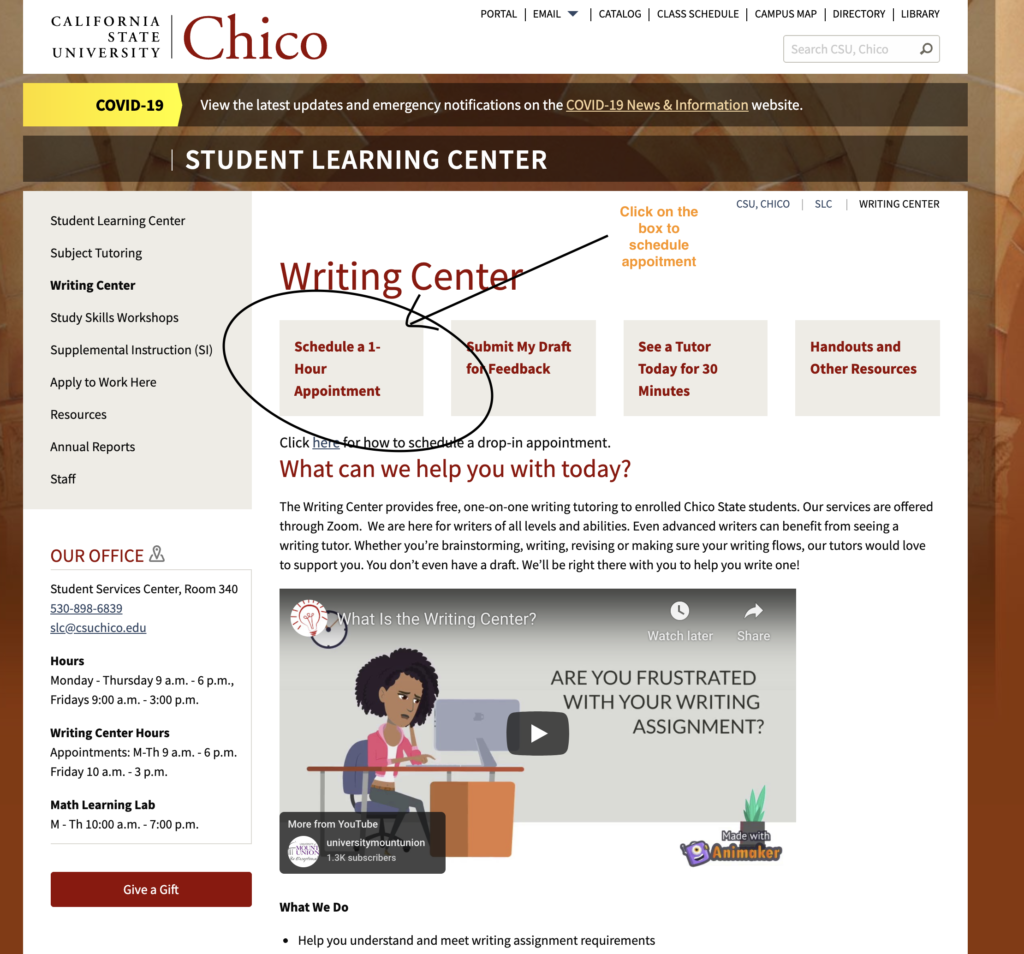 screen shot of SLC website