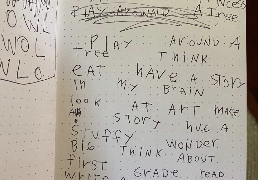 photo of 6 year old handwriting