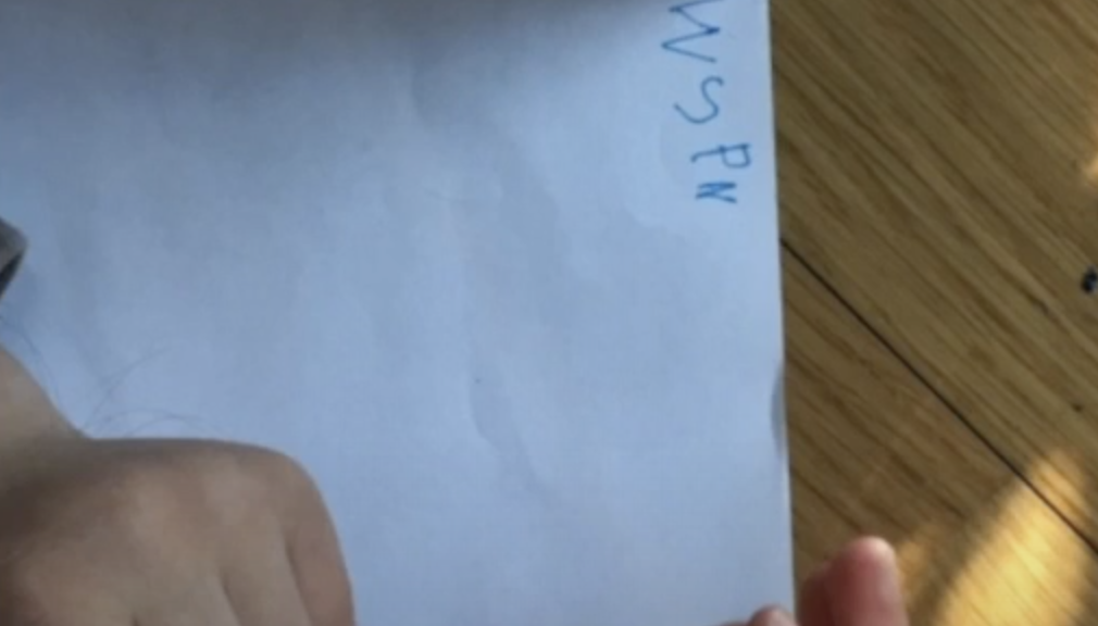 photo of a child's writing: WSPN