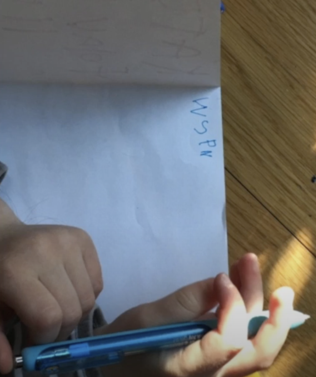 photo of a child's writing: WSPN